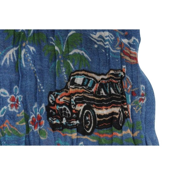 Saint Laurent Unisex SS16 Surf Palmeraie Hawaiian Print Scarf Blue Cashmere Silk - Picture 4 of 9